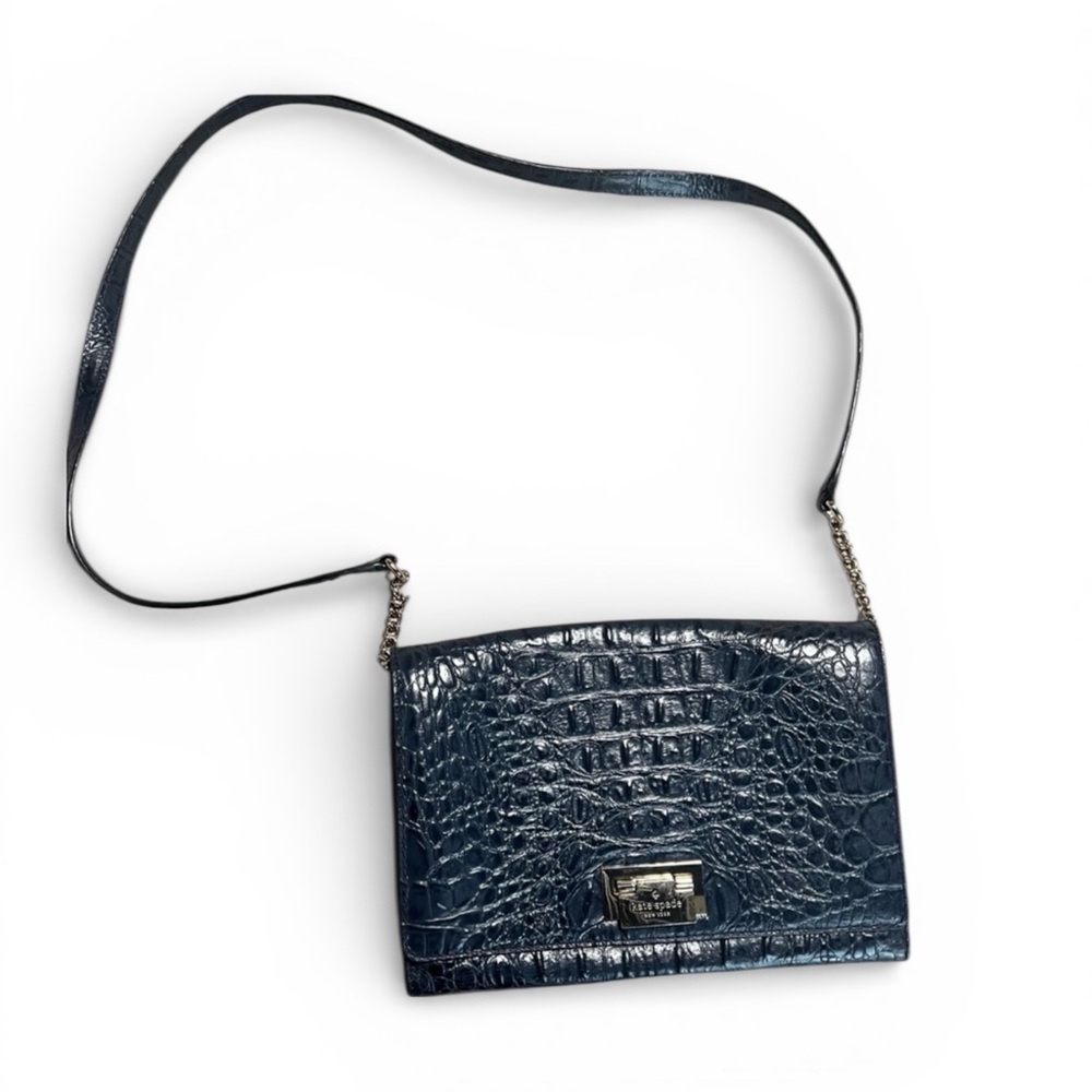 Kate Spade Fiona Croc Embossed Crossbody Bag - Picture 16 of 16